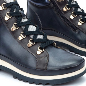 Vigo - Women’s Blue Leather Ankle Trainers Boots-TruClothing