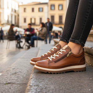 Vigo - Women’s Brandy Brown Leather Sneakers-TruClothing