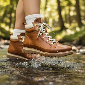 Vigo - Women’s Brandy Brown Leather Ankle Trainers Boots-TruClothing