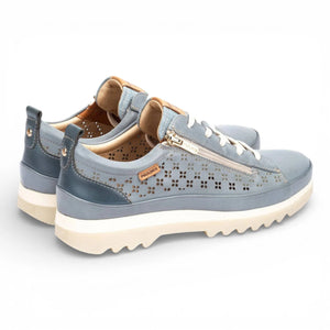 Vigo - Women’s Denim Blue Leather Lace Up Zip Sneakers