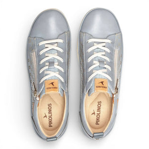 Vigo - Women’s Denim Blue Leather Lace Up Zip Sneakers