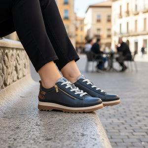 Vigo - Women’s Ocean Blue Leather Sneakers-TruClothing