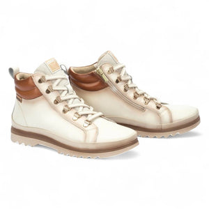 Vigo - Women’s Nata White Leather Ankle Trainers Boots-TruClothing