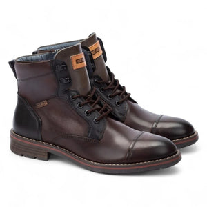 York - Men's Olmo Brown Lace Up Leather Ankle Boots-TruClothing