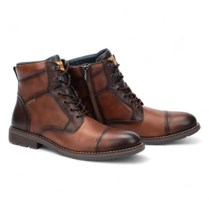 York - Men's Cuero Brown Lace Up Leather Ankle Boots-TruClothing