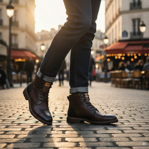 York - Men's Olmo Brown Lace Up Leather Ankle Boots-TruClothing