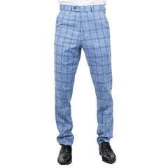 Ploughman - Pantalon à carreaux bleu clair pour homme