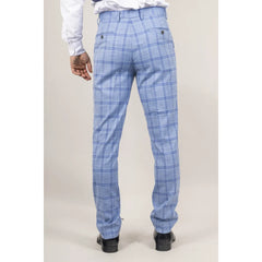 Plowman - Men's Light Blue Checked Trousers