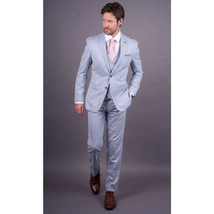 Luis - Men's Light Blue Plaid Check Slim Fit 3 Piece Suit-TruClothing