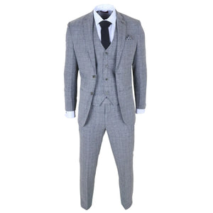 Parker - Men's Grey Classic Check Slim Fit 3 Piece Suit-TruClothing