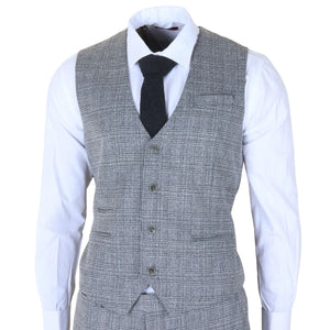 Parker - Men's Grey Classic Check Slim Fit 3 Piece Suit-TruClothing