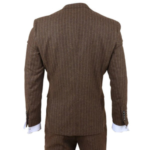 Victor - Men's Brown Pinstripe Slim Fit 3 Piece Suit-TruClothing