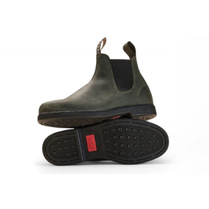 Booma 607 - Olive Green Leather Chelsea Boots-TruClothing