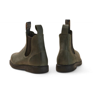 Booma 607 - Olive Green Leather Chelsea Boots-TruClothing