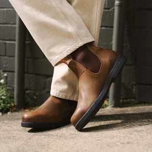 Booma 607 - Tan Brown Leather Chelsea Boots-TruClothing