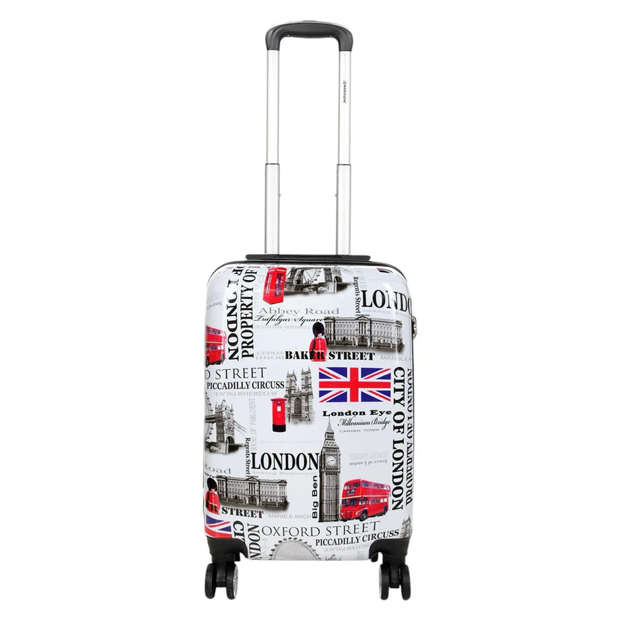 Hard Shell Expandable Luggage London City Print Suitcase-TruClothing