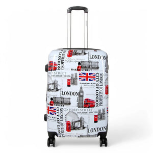 Hard Shell Expandable Luggage London City Print Suitcase-TruClothing