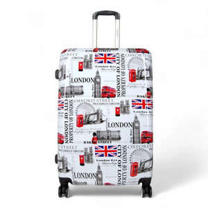 Hard Shell Expandable Luggage London City Print Suitcase-TruClothing