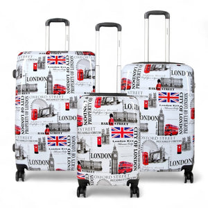 Hard Shell Expandable Luggage London City Print Suitcase-TruClothing