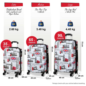 Hard Shell Expandable Luggage London City Print Suitcase-TruClothing