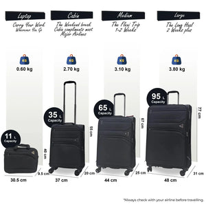 Softshell Luggage Set Cabin Check-in Suitcase-TruClothing