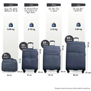 Softshell Luggage Set Cabin Check-in Suitcase-TruClothing