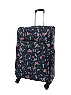 Soft Shell Butterfly Leaf Check Print Suitcase-TruClothing