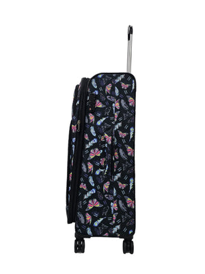 Soft Shell Butterfly Leaf Check Print Suitcase-TruClothing