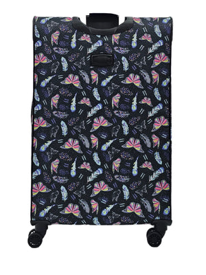 Soft Shell Butterfly Leaf Check Print Suitcase-TruClothing