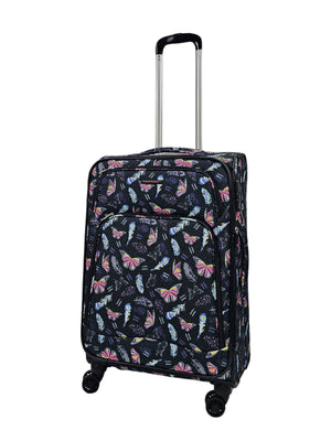 Soft Shell Butterfly Leaf Check Print Suitcase-TruClothing