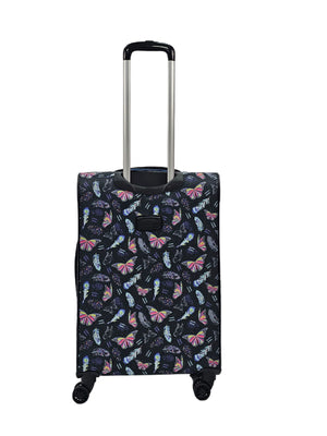 Soft Shell Butterfly Leaf Check Print Suitcase-TruClothing