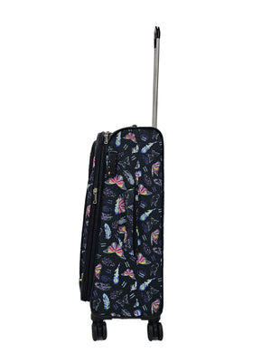 Soft Shell Butterfly Leaf Check Print Suitcase-TruClothing