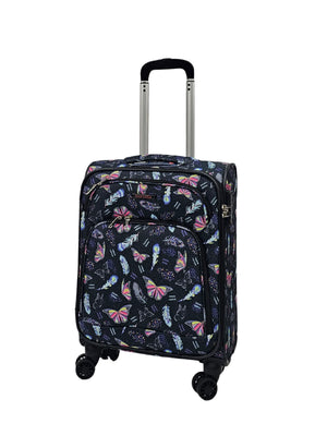 Soft Shell Butterfly Leaf Check Print Suitcase-TruClothing