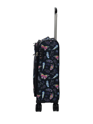 Soft Shell Butterfly Leaf Check Print Suitcase-TruClothing