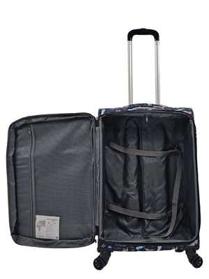 Soft Shell Butterfly Leaf Check Print Suitcase-TruClothing
