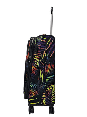 Soft Shell Butterfly Leaf Check Print Suitcase-TruClothing