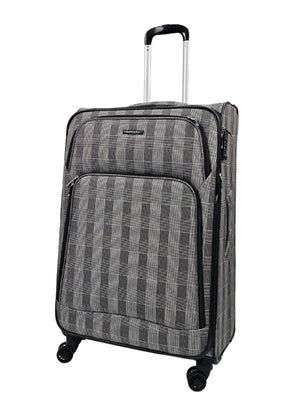 Soft Shell Butterfly Leaf Check Print Suitcase-TruClothing