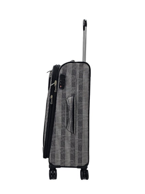 Soft Shell Butterfly Leaf Check Print Suitcase-TruClothing