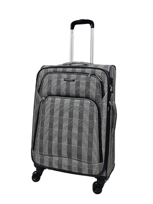 Soft Shell Butterfly Leaf Check Print Suitcase-TruClothing