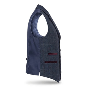 TPW-32 - Women's Navy Wool Blend Tweed Blazer Waistcoat