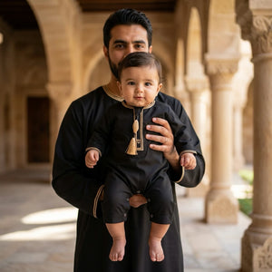 TT-003 - Baby Toddler Emirati Omani Gold Tassel Romper Thobe-TruClothing