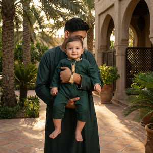 TT-003 - Baby Toddler Emirati Omani Gold Tassel Romper Thobe-TruClothing