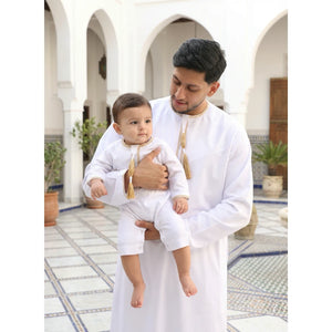 TT-003 - Baby Toddler Emirati Omani Gold Tassel Romper Thobe-TruClothing