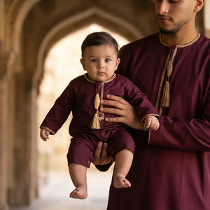 TT-003 - Baby Toddler Emirati Omani Gold Tassel Romper Thobe-TruClothing