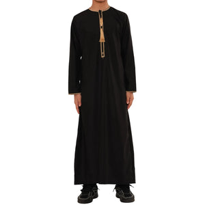 TT-003 - Boy's Emirati Omani Gold Tassel Embroidery Thobe-TruClothing