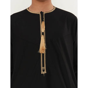 TT-003 - Boy's Emirati Omani Gold Tassel Embroidery Thobe-TruClothing