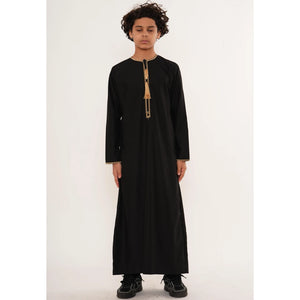 TT-003 - Boy's Emirati Omani Gold Tassel Embroidery Thobe-TruClothing