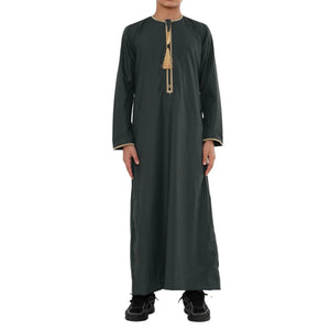 TT-003 - Boy's Emirati Omani Gold Tassel Embroidery Thobe-TruClothing