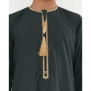 TT-003 - Boy's Emirati Omani Gold Tassel Embroidery Thobe-TruClothing