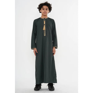 TT-003 - Boy's Emirati Omani Gold Tassel Embroidery Thobe-TruClothing